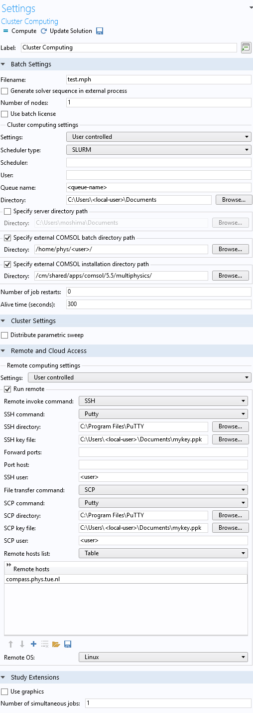 Comsol Settings
